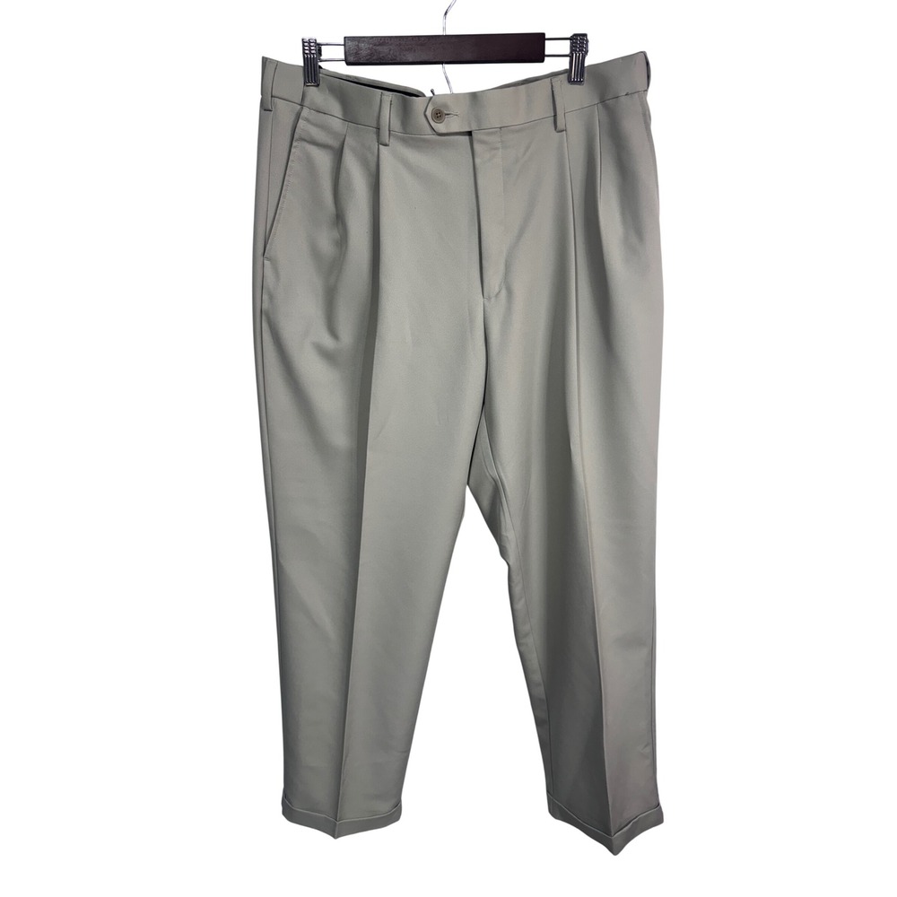 Savane 38/30 Tan Dress Pants Men's Pleated Comfort Plus